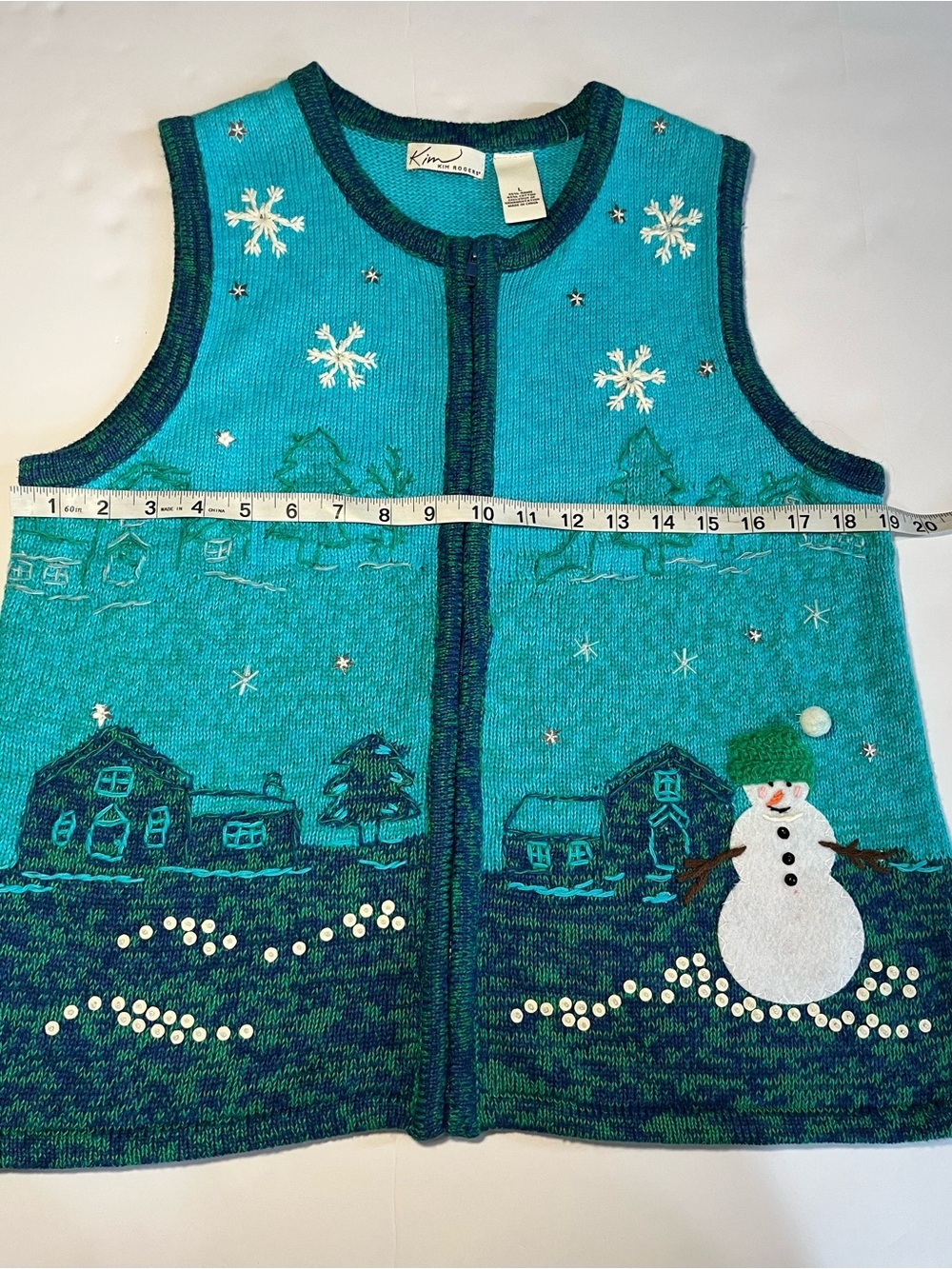 Vintage GrandmaCore Snowman Retro Knit Sweater Vest Womens Large~Kitschy - Picture 7 of 9